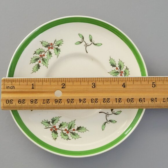 Vintage Spode England Christmas Tree Holly Berry Demitasse Cup & Saucer Set - Picture 10 of 10